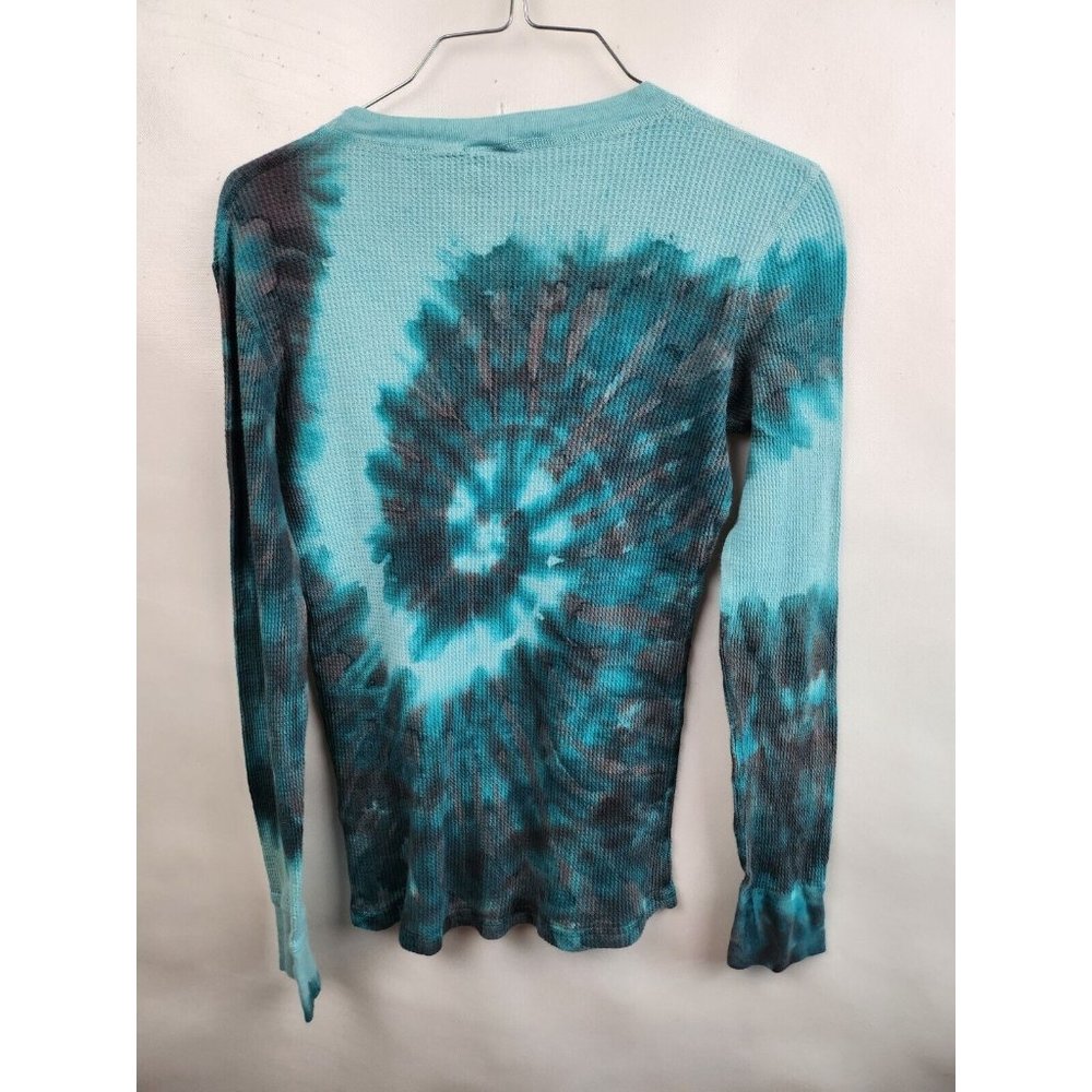 Vintage Lucky Brand Blue Tie Dye Thermal Long Sleeve Tee Top Size Small - Picture 6 of 7